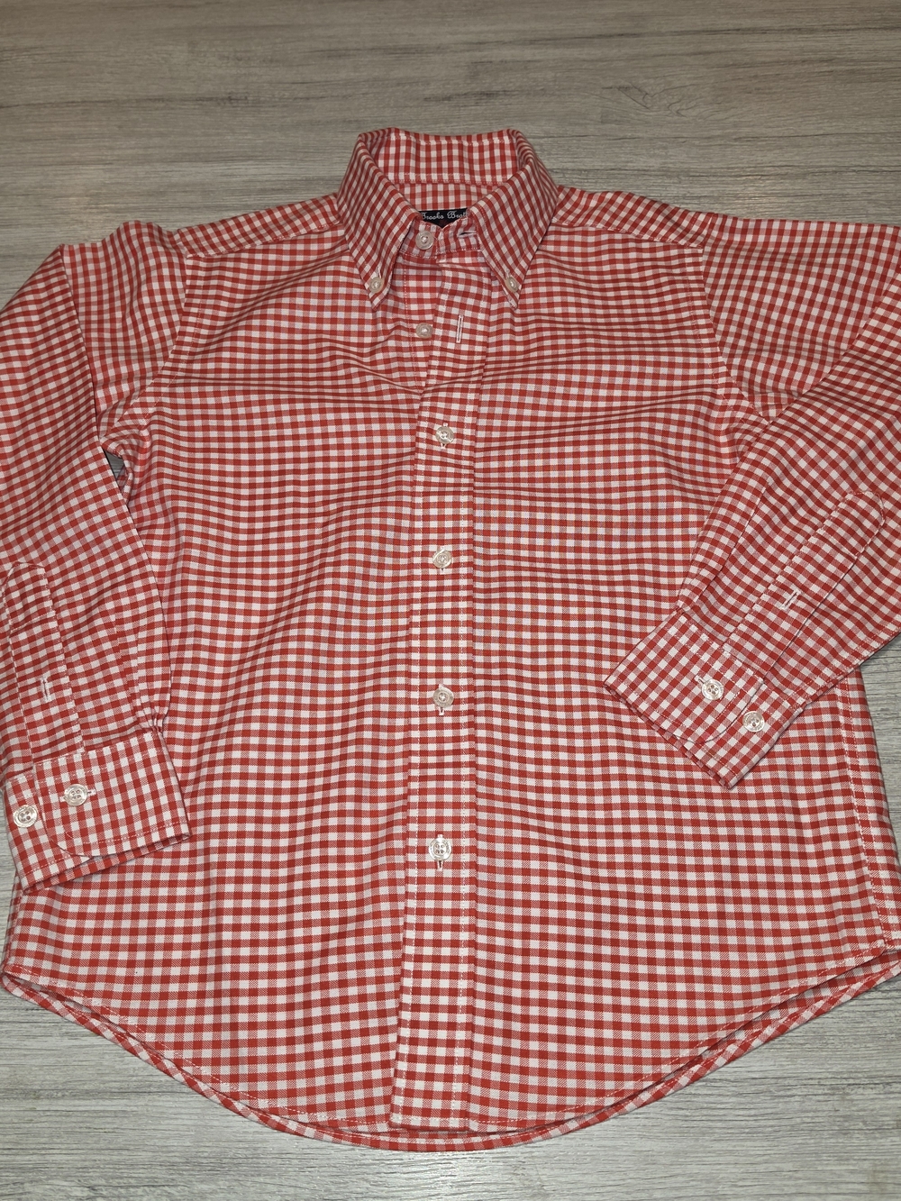 Brooks Brothers Long Sleeve Button Shirt Youth Red White Plaid Boys Size S